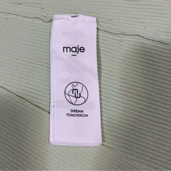 Maje Pastel Green Ribbed Knit Tie Back Midi Dress 38 - Picture 11 of 15